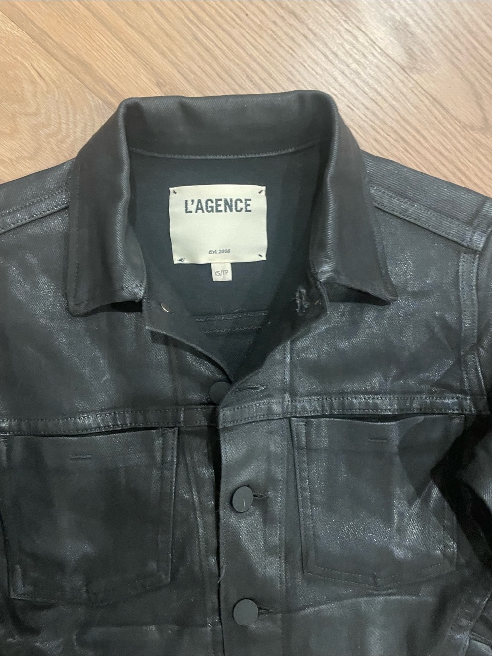 L'AGENCE Women’s Black Coated Canvas Jacket